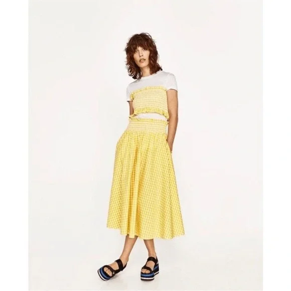 Zara Yellow and White Gingham Skirt Set - Picture 5 of 14